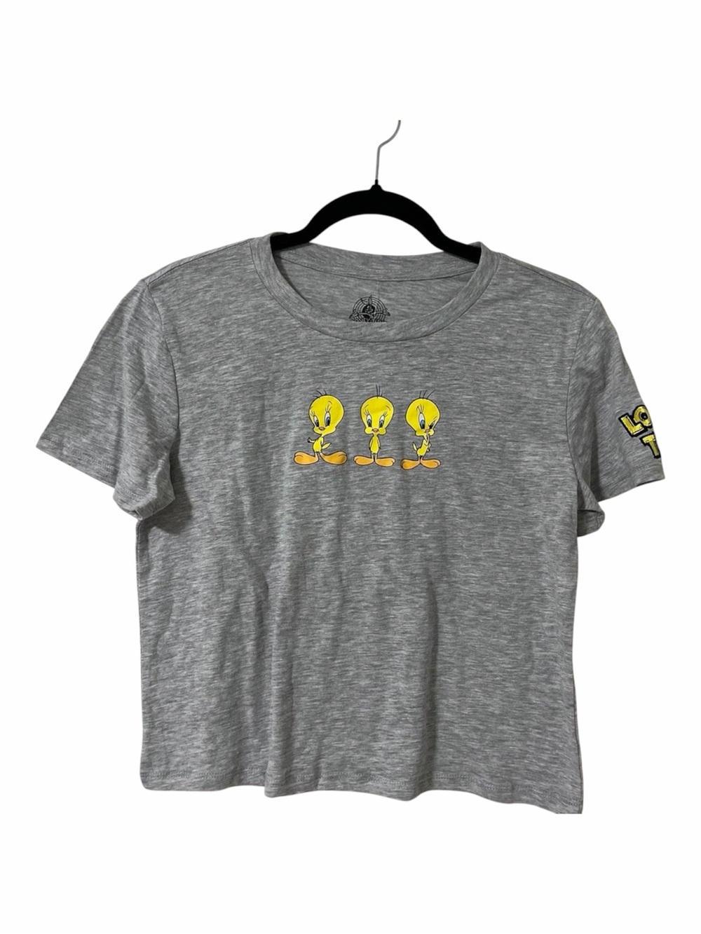 NWT Looney Tunes Tweety Bird Embroidered Logo Crop Tee Size Medium 2000s Y2K